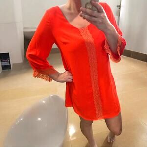 ASTR Bright Orange Coral Lace Dress Size Large